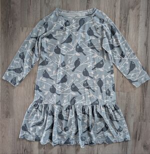 Winter Water Factory Blue Bird Pattern Dress, 8Y (X1)